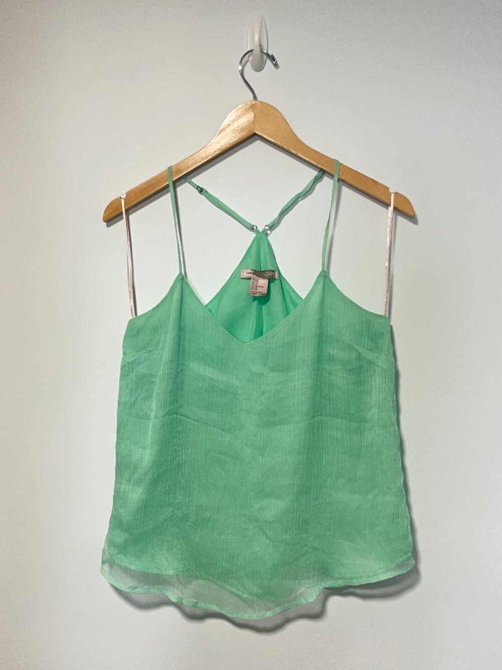 Love 21 Mint Green Silky V-Neck Racerback Cami Top Size S
